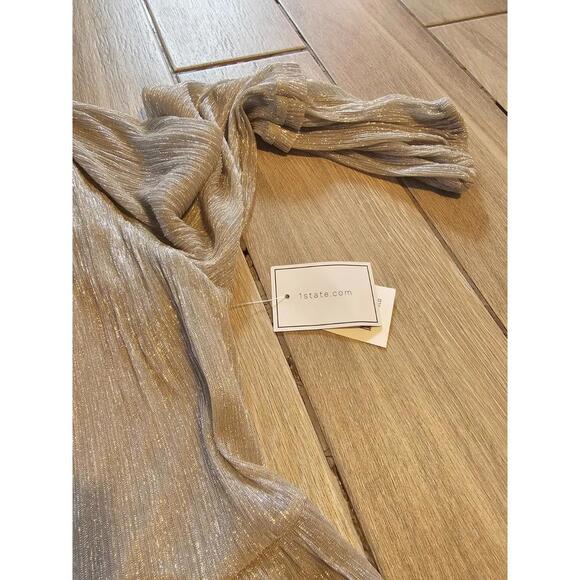 1.STATE Metallic Silver Tiered Long Sleeve Mini Dress – Women’s Large - Picture 4 of 4